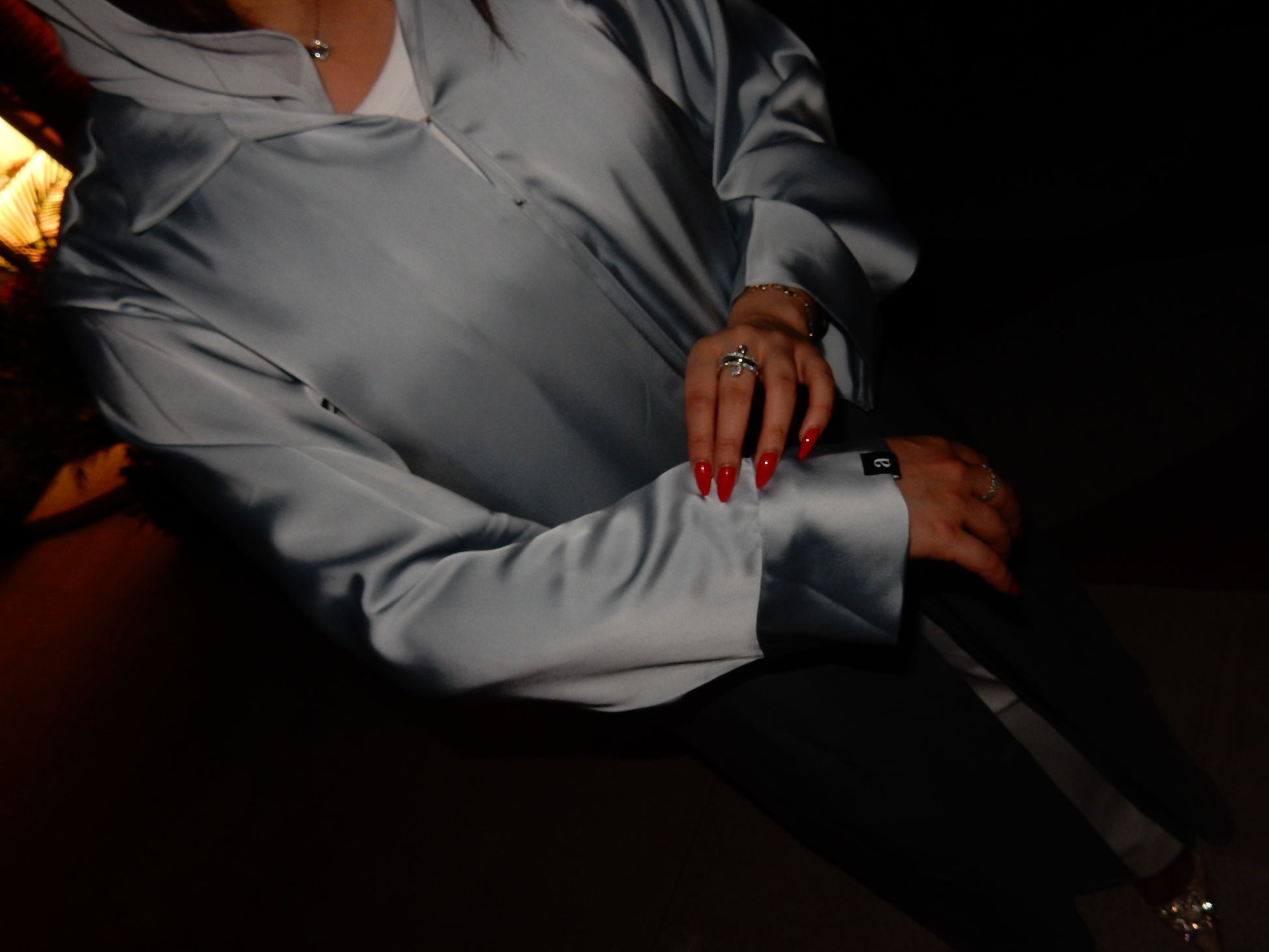 Hayat Satin Shirt Abaya in Blue