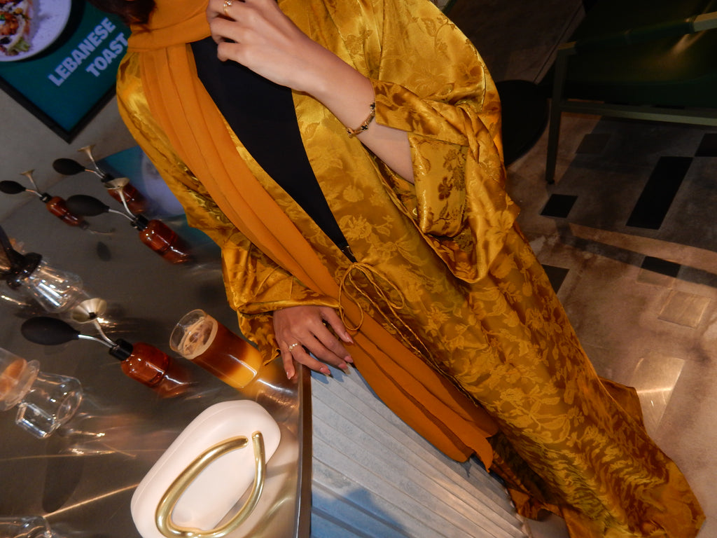 Shehed Satin Tie Up Abaya