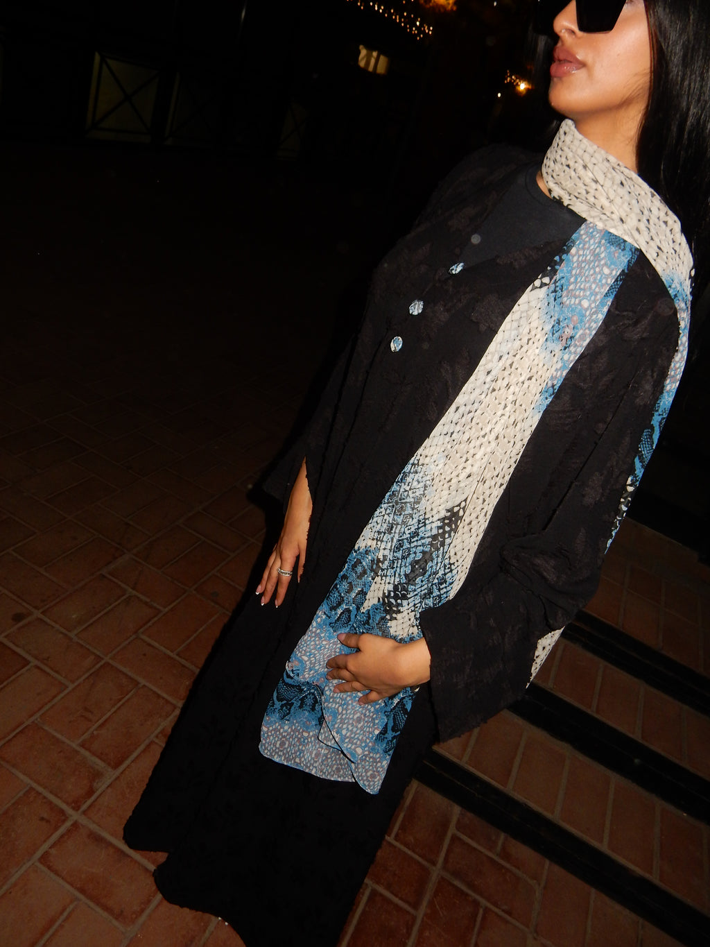 Hessa Buttoned Abaya in Black