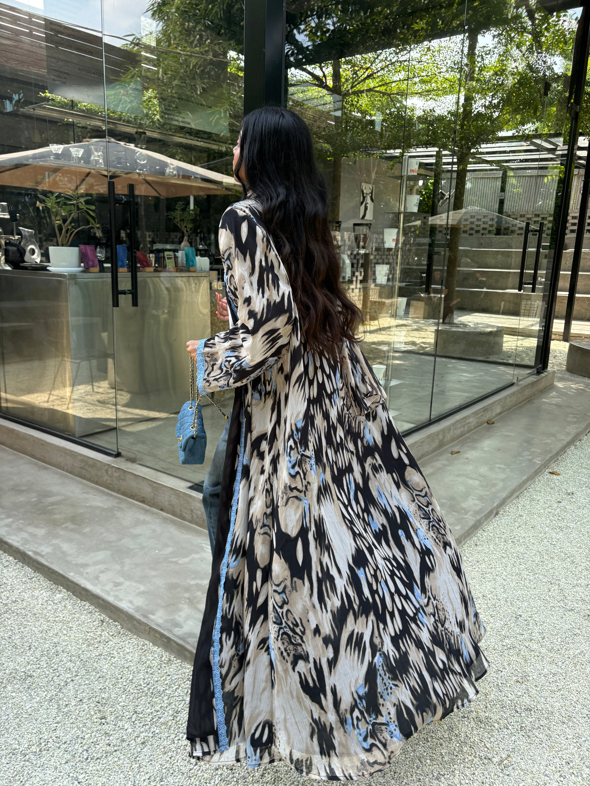 Lina Abstract Print Abaya