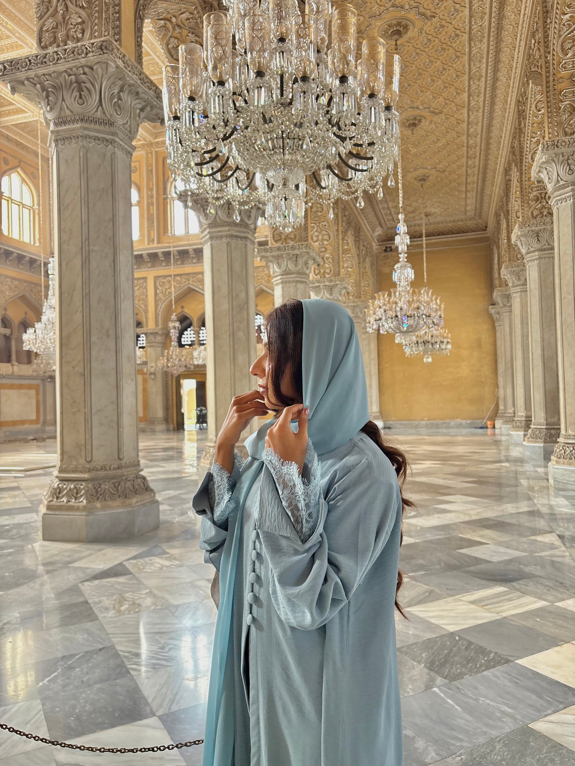 Ella Buttoned Lace Abaya