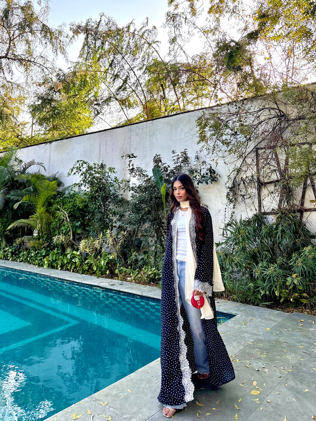 Celeste Polka Dot Abaya