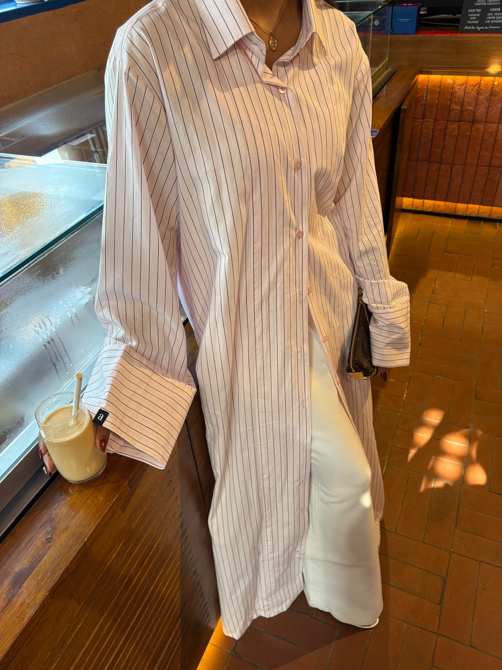 Irina Shirt Abaya in Pink