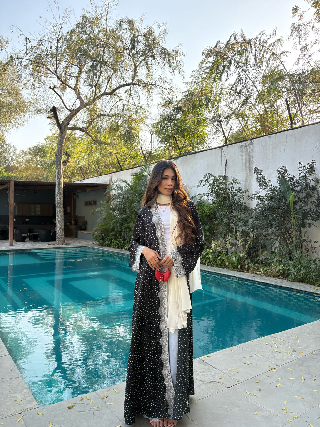 Celeste Polka Dot Abaya