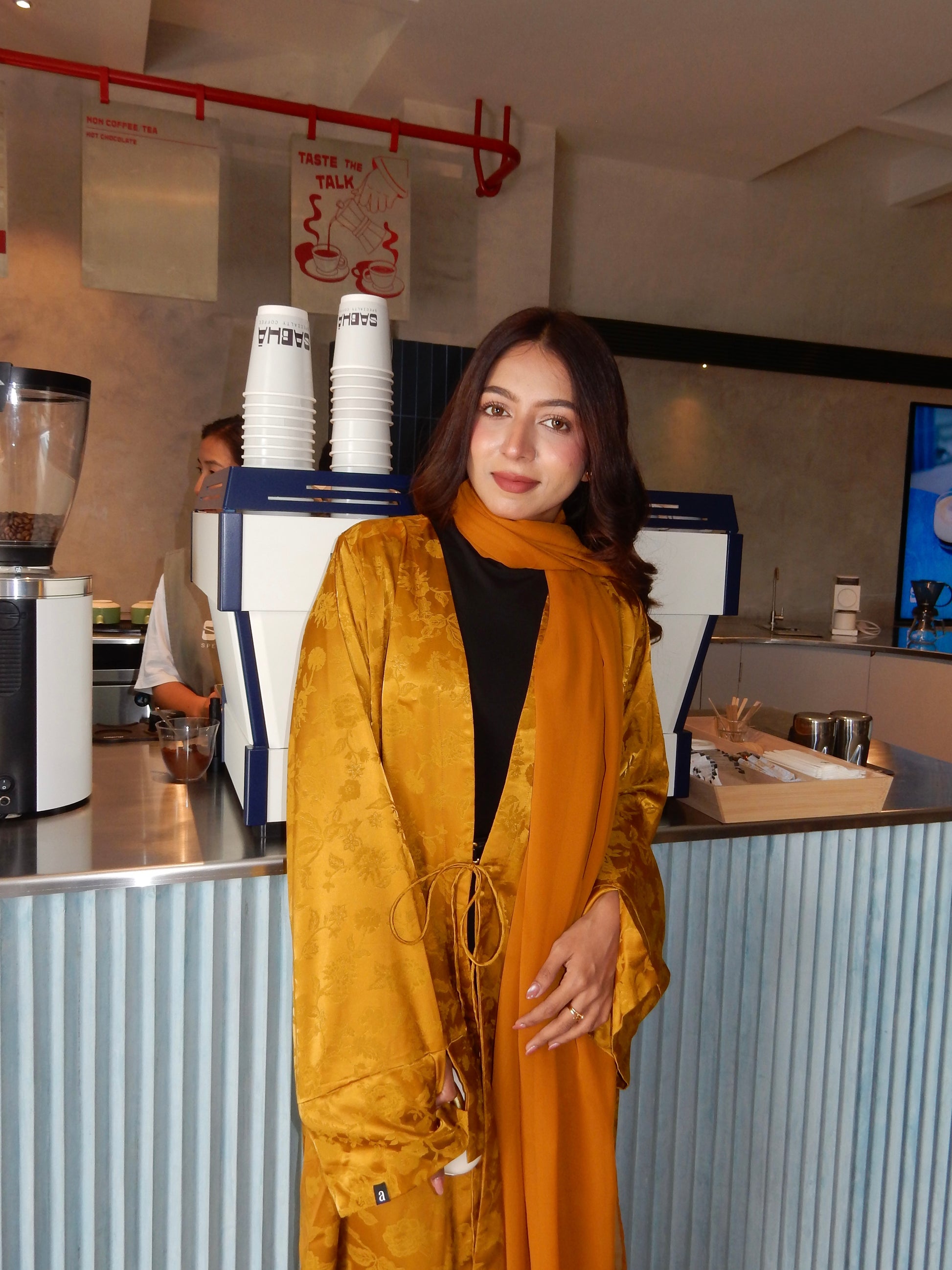 Shehed Satin Tie Up Abaya