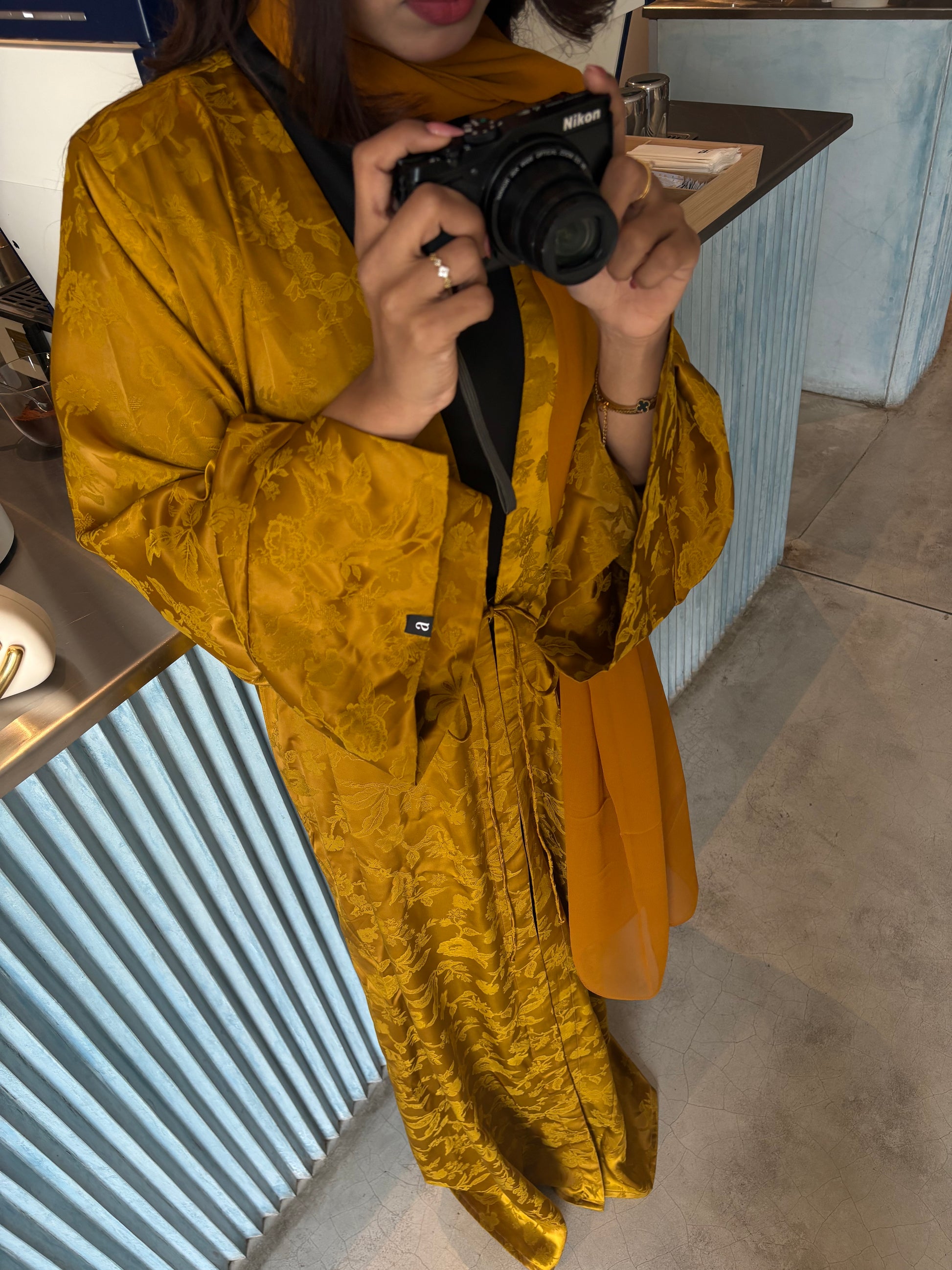 Shehed Satin Tie Up Abaya