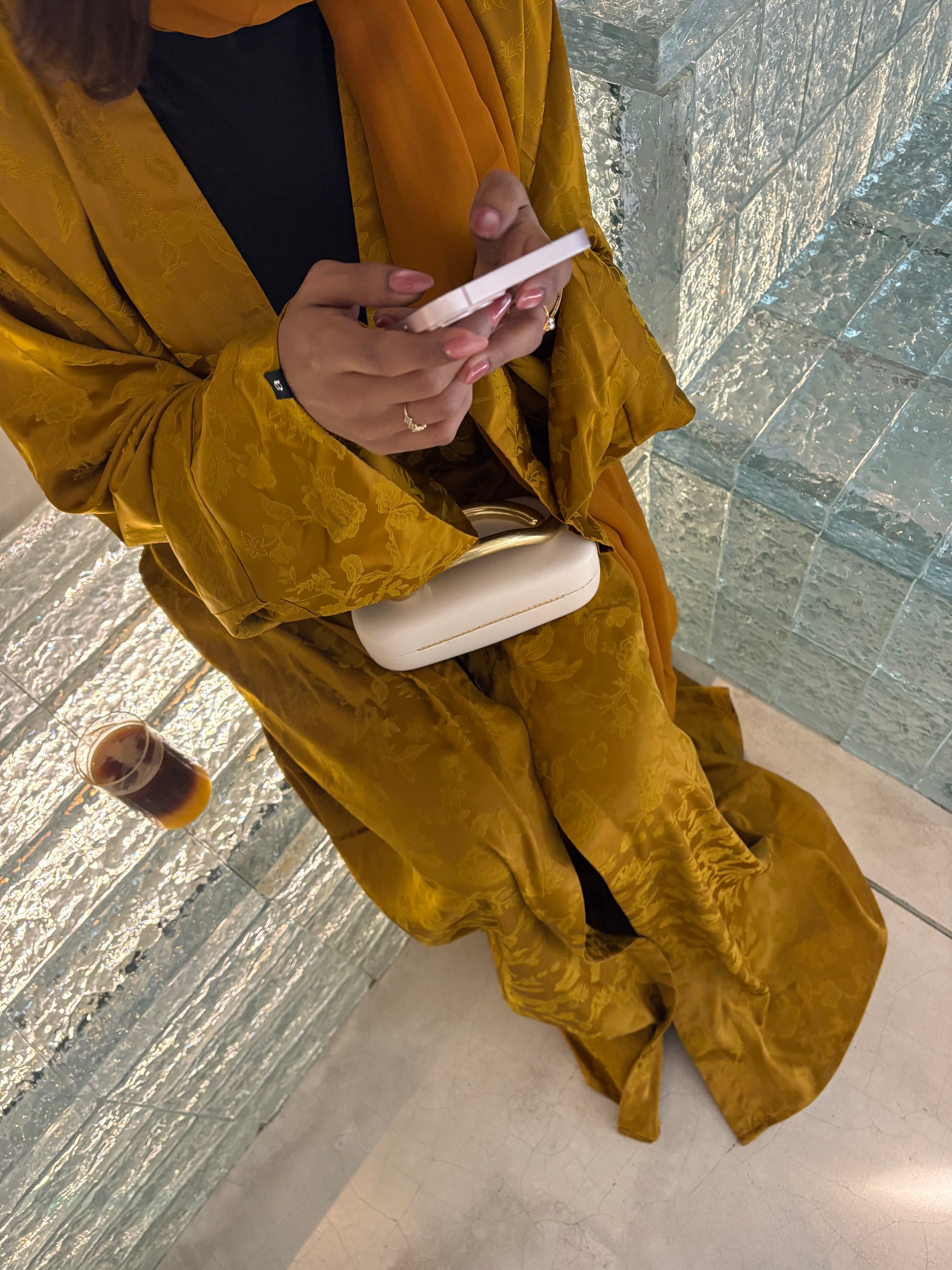 Shehed Satin Tie Up Abaya