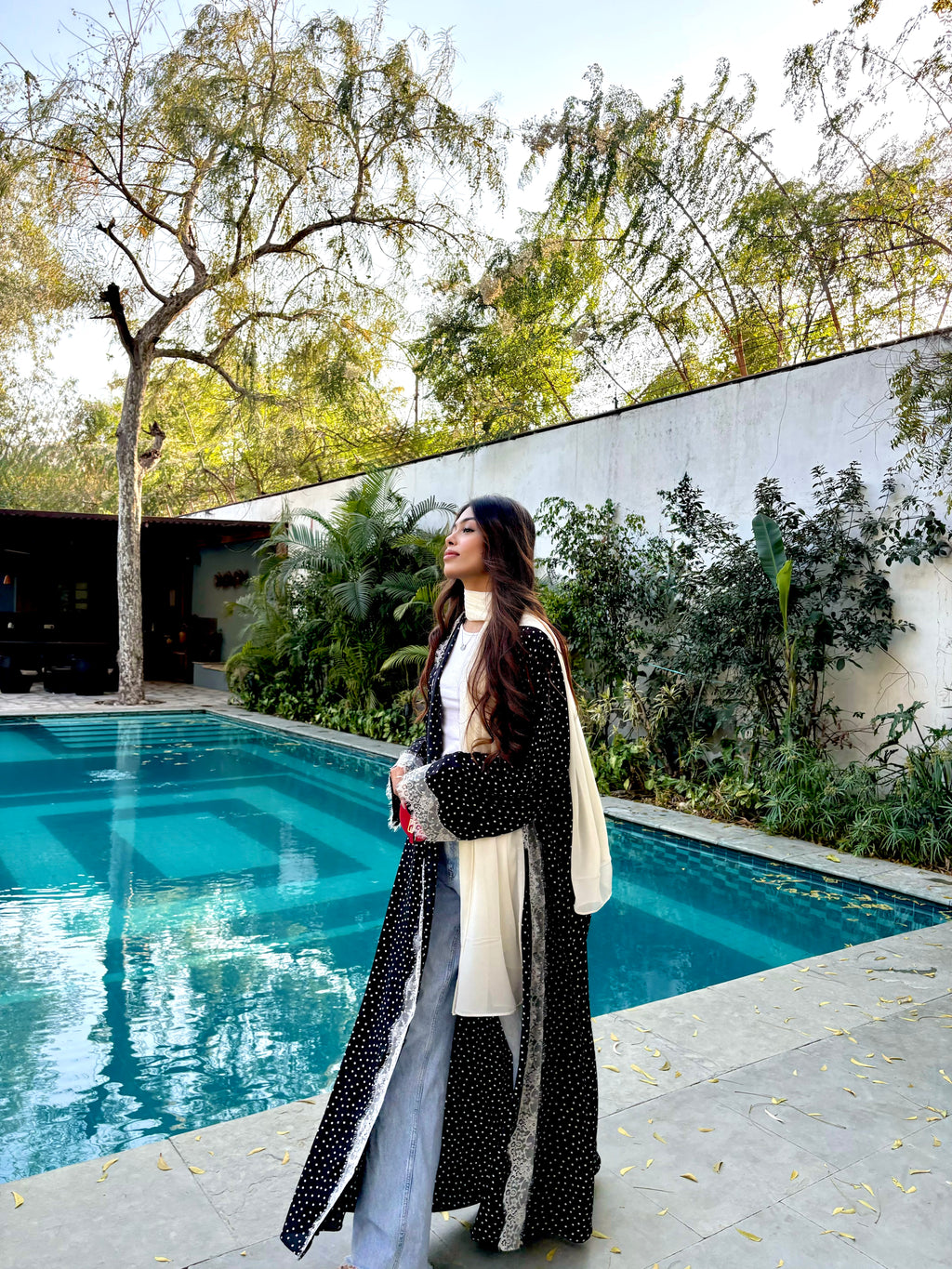 Celeste Polka Dot Abaya