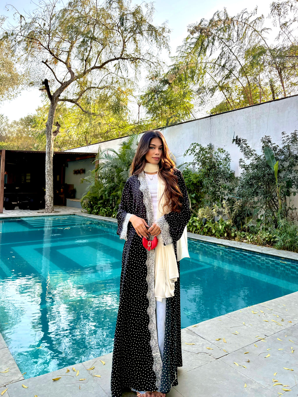 Celeste Polka Dot Abaya