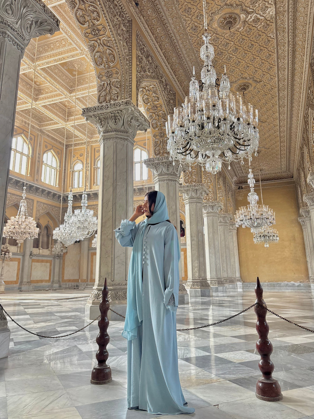 Ella Buttoned Lace Abaya