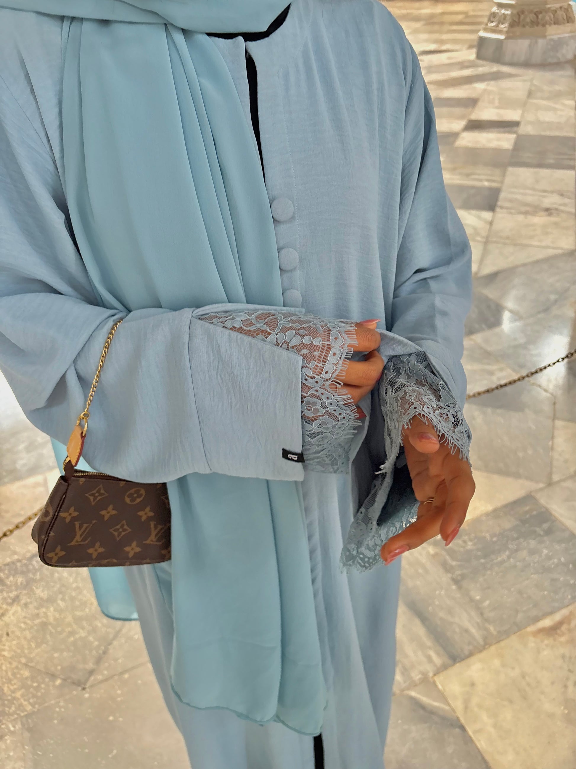 Ella Buttoned Lace Abaya