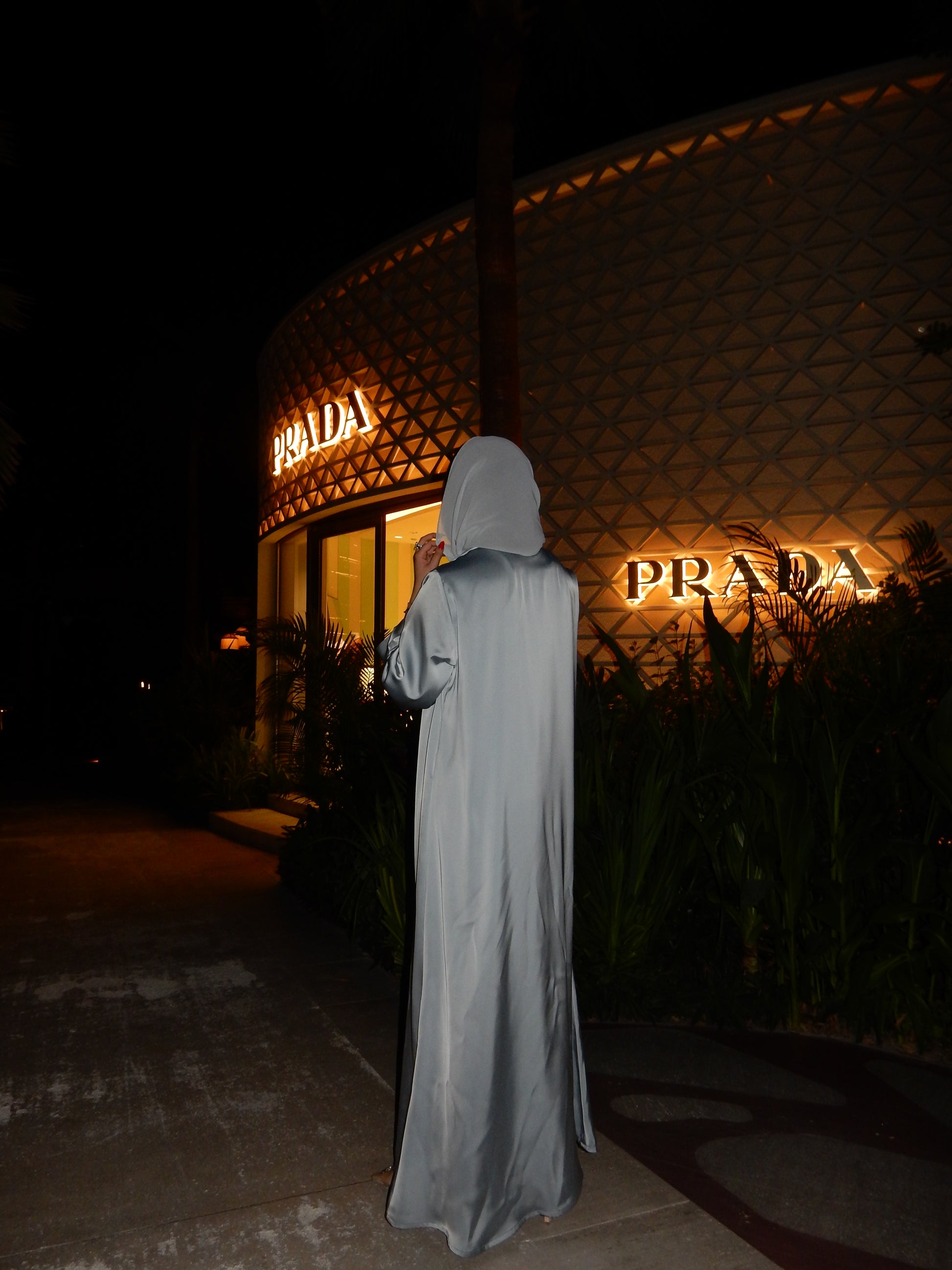 Hayat Satin Shirt Abaya in Blue