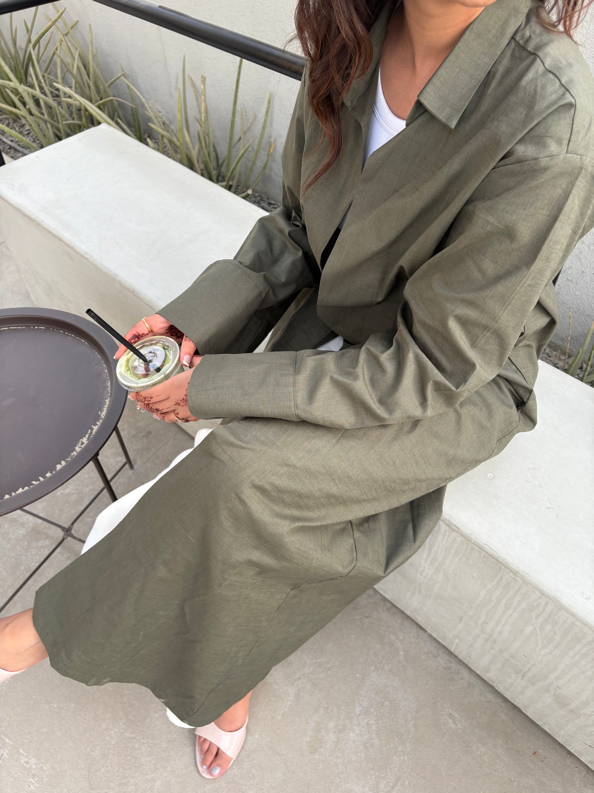 Avery Shirt Abaya (Olive)