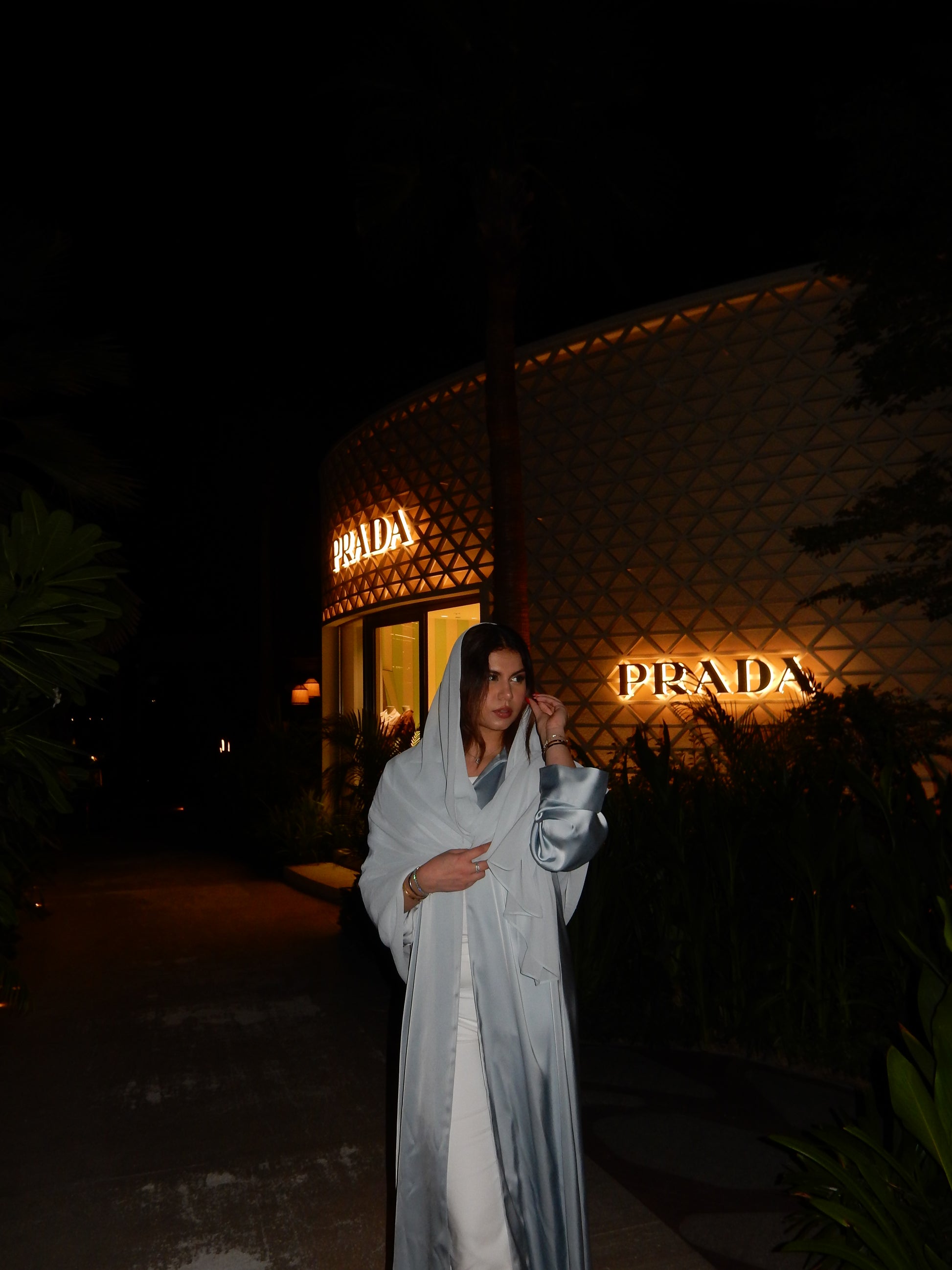 Hayat Satin Shirt Abaya in Blue